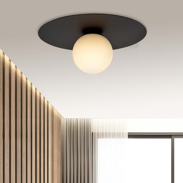 Lampada da soffitto Solar, Nera con sfera satinata E14 Colore del corpo Nero