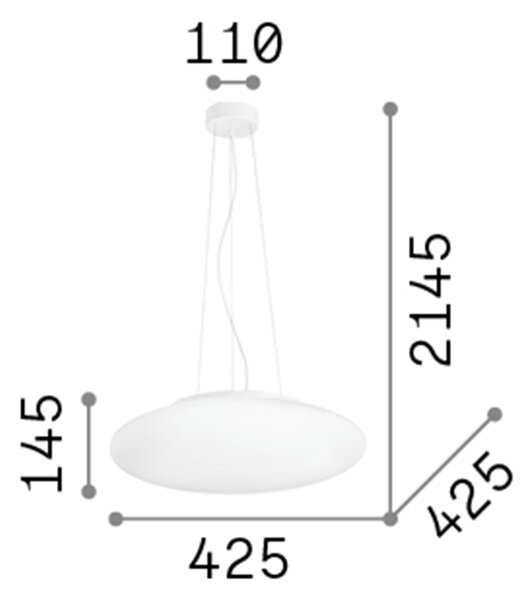 Sospensione Moderna Smarties Vetro Bianco 3 Luci E27 D42Cm