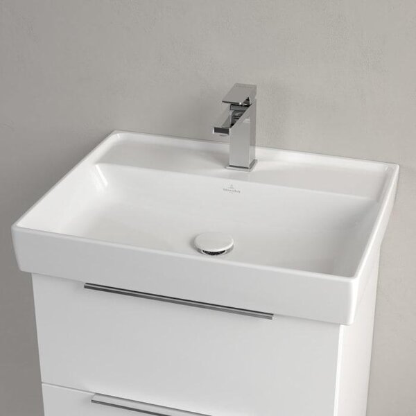 Lavabo Villeroy & Boch Taro, 60 cm, con rivestimento CeramicPlus, 1 foro per rubinetto, senza troppofilo
