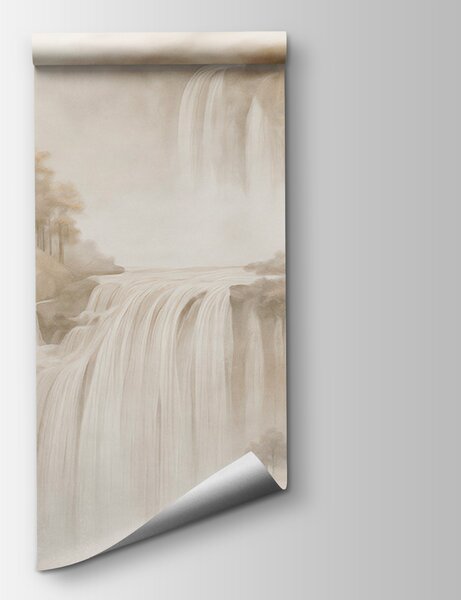 Carta da parati Cascata in un paesaggio avvolto dalla nebbia, Carta da parati Natura, Carta da parati popolare, t00902 - Tapeko.it