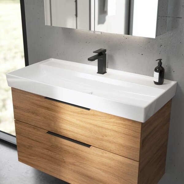 Villeroy & Boch, mobile lavabo Taro, 100 cm, con rivestimento CeramicPlus, 1 foro per rubinetto, senza troppofilo