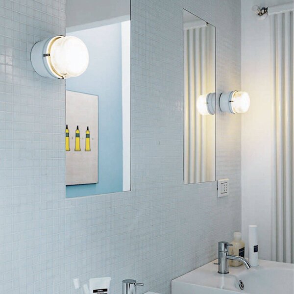 Oluce Applique da parete FRESNEL, dimmerabile, Chiaro / Trasparente, Bagno, Vetro, Design, Applique