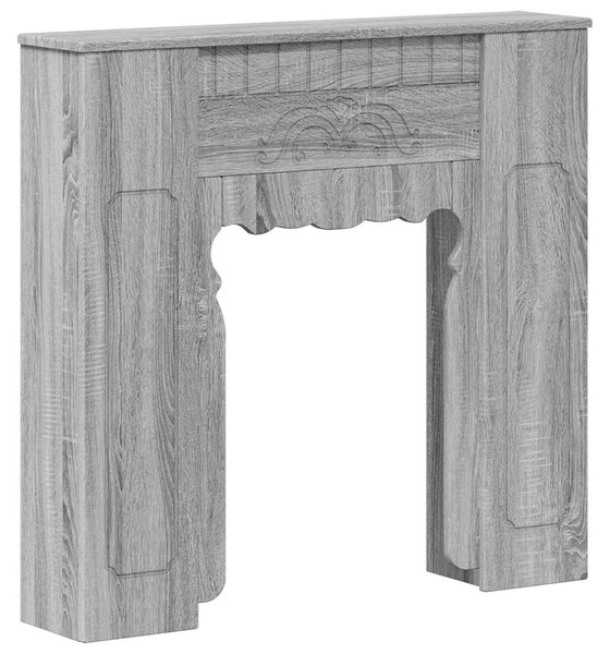 Bordo per caminetto, colore Sonoma grigio, dimensioni 93 x 20 x 89 cm, realizzato in materiale composito di legno