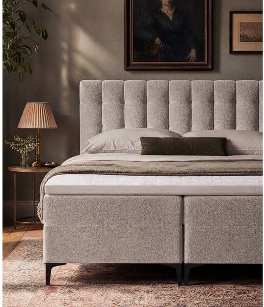 Letto boxspring grigio tortora con contenitore 180x200 cm Puhala – Makamii
