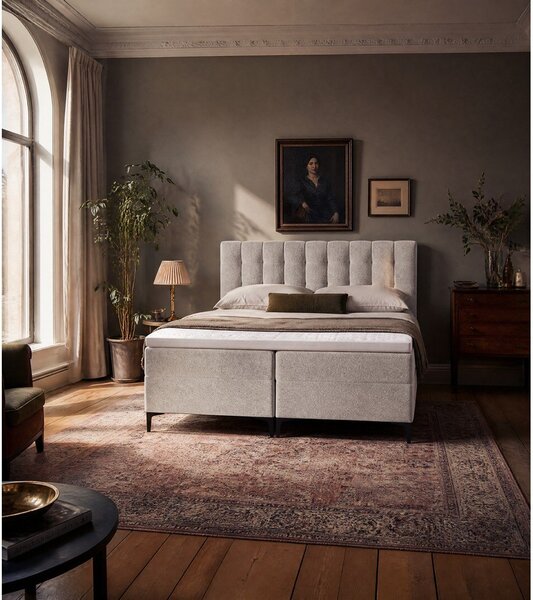 Letto boxspring grigio tortora con contenitore 180x200 cm Puhala – Makamii