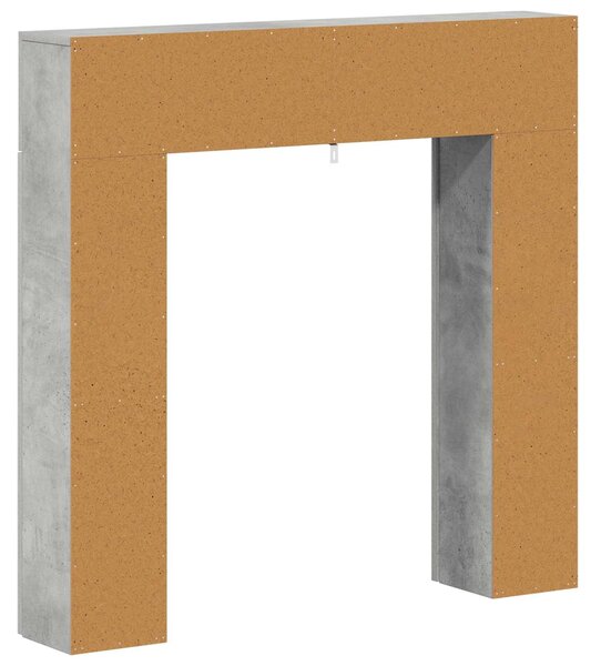 Bordo per caminetto in cemento grigio, dimensioni 102 x 18 x 100,5 cm, realizzato in materiale composito di legno