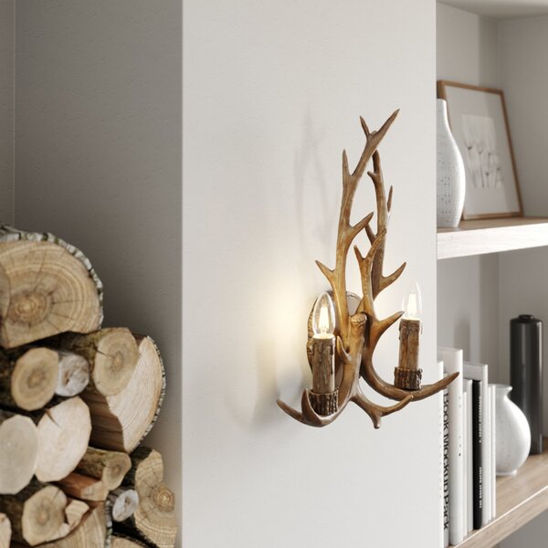 Applique da parete Lindby, Fibi, dimmerabile, Marrone / Ruggine, Soggiorno, Plastica, Campagna / rustico
