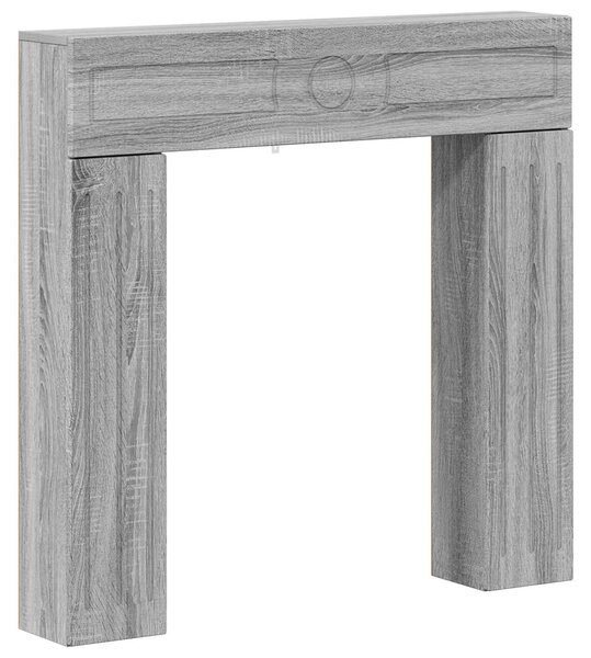 Bordo per camino, colore Sonoma grigio, dimensioni 102 x 18 x 100,5 cm, realizzato in materiale composito di legno
