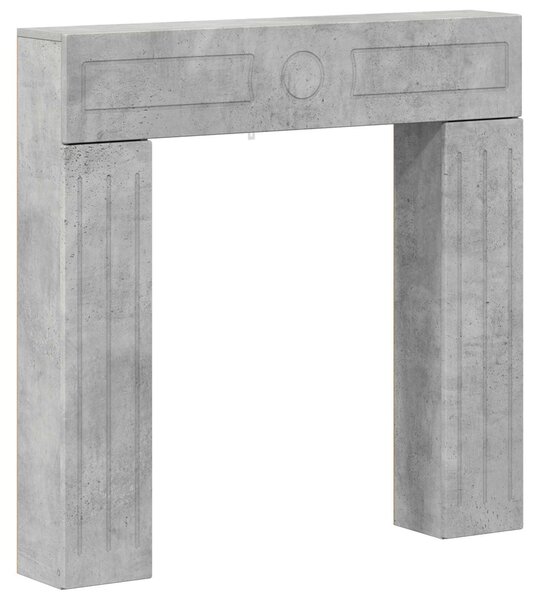 Bordo per caminetto in cemento grigio, dimensioni 102 x 18 x 100,5 cm, realizzato in materiale composito di legno
