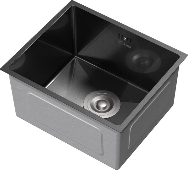 ML-Design lavello da cucina con scarico e troppopieno, antracite, in acciaio inox