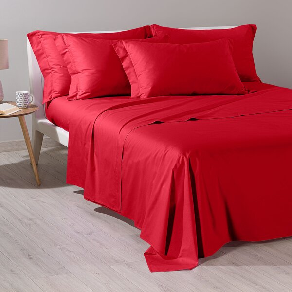 Completo Lenzuola In Cotone Cotone Tinta Unita Singolo Caleffi Tinta Unita Rosso Caleffi