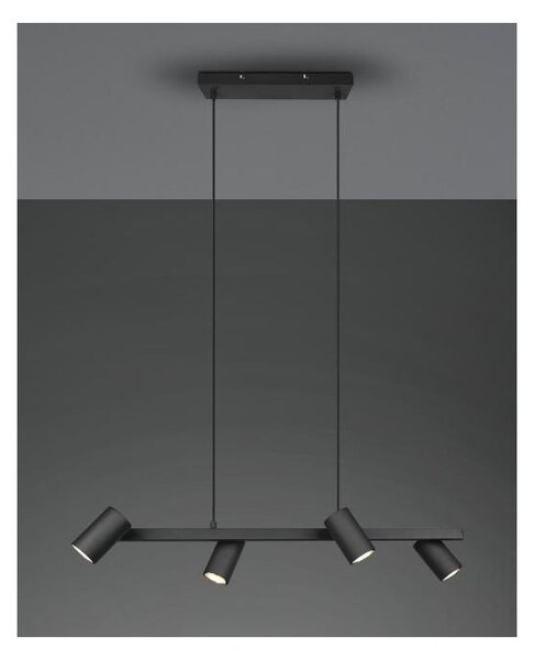 MARLEY SOSPENSIONE IN METALLO NERO CON 4 SPOT CILINDRO ORIENTABILI ATTACCO 4XGU10