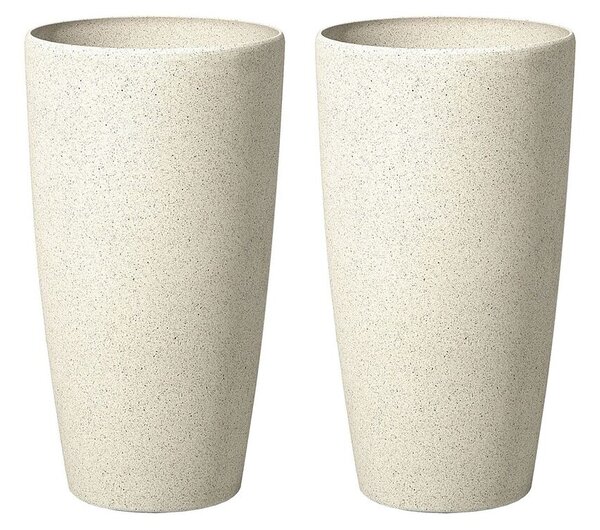 Set di 2 vasi polvere di pietra beige chiaro 31 cm coppia di fioriere accessori decorativi per interni e esterni moderni e minimalisti Beliani