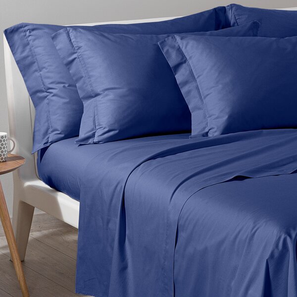 Completo Lenzuola In Cotone Cotone Tinta Unita Singolo Caleffi Tinta Unita Blu Caleffi