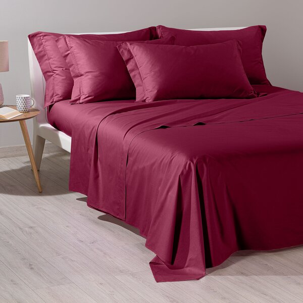 Completo Lenzuola In Cotone Cotone Tinta Unita Singolo Caleffi Tinta Unita Bordeaux Caleffi