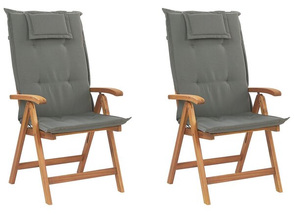 Comodo set di 2 sedie da giardino pieghevoli con schienale reclinabile color grigio Beliani