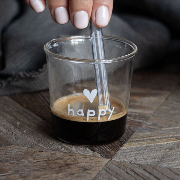 Set 4 Bicchierini Espresso in vetro borosilicato Happy