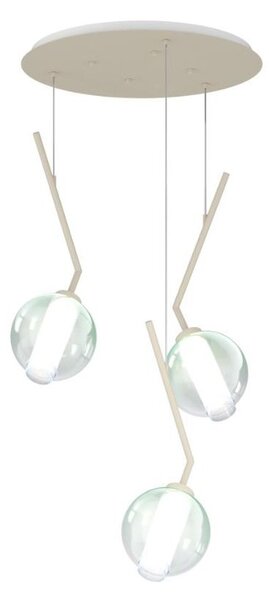 V-LINE SOSPENSIONE ROTONDA 3 LUCI NERA O SABBIA CON VETRI COLORATI LAMPADINE E27 ORIGINALE E MODERNA