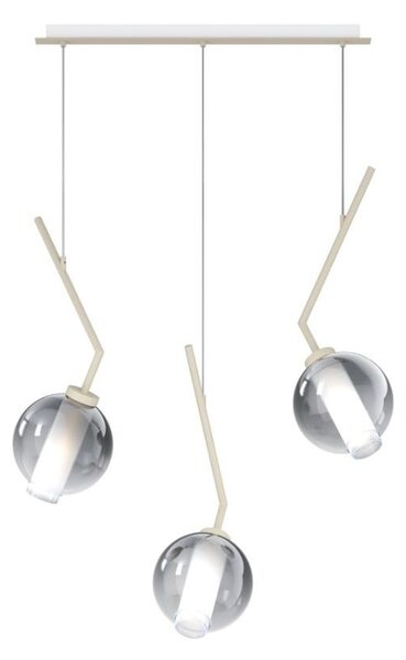 V-LINE SOSPENSIONE 3 LUCI RETTANGOLARE NERA O SABBIA CON VETRI COLORATI LAMPADINE E27 ORIGINALE E MODERNA