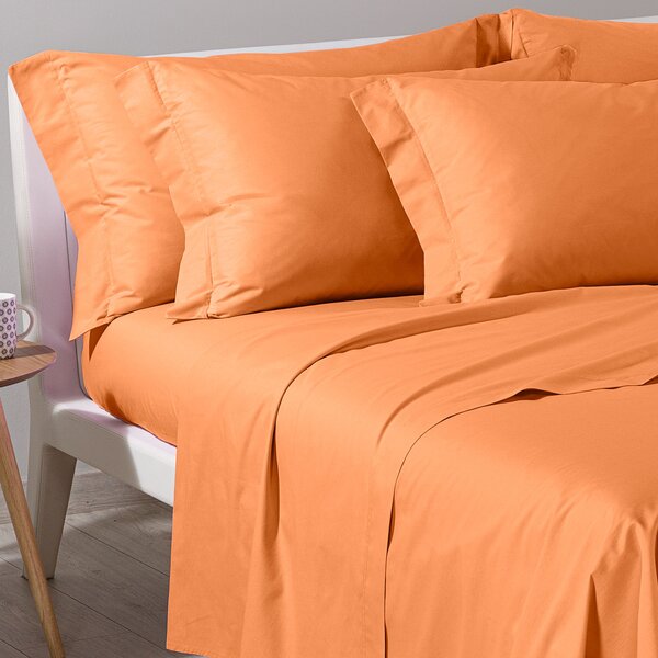 Completo Lenzuola In Cotone Cotone Tinta Unita Singolo Caleffi Tinta Unita Arancio Caleffi