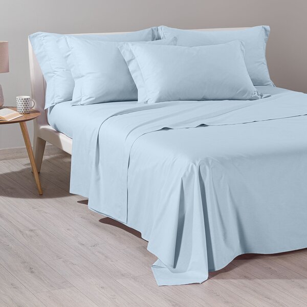 Completo Lenzuola In Cotone Cotone Tinta Unita Singolo Caleffi Tinta Unita Azzurro Caleffi