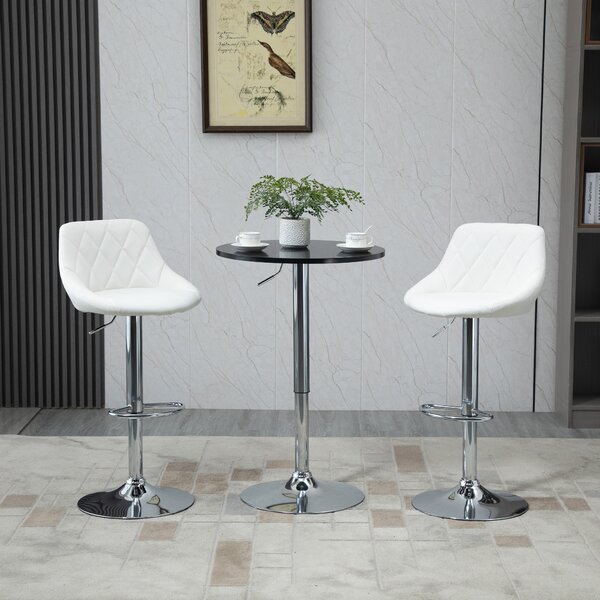HOMCOM Set 2 Sgabelli da Cucina Moderni con Schienale Poggiapiedi Altezza Regolabile in Similpelle, Sgabelli Cucina Design, Bianco | Aosom Italy