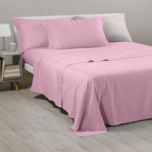 Completo Lenzuola In Flanella Tinta-unita-flanella Matrimoniale Caleffi Tinta Unita Rosa Caleffi