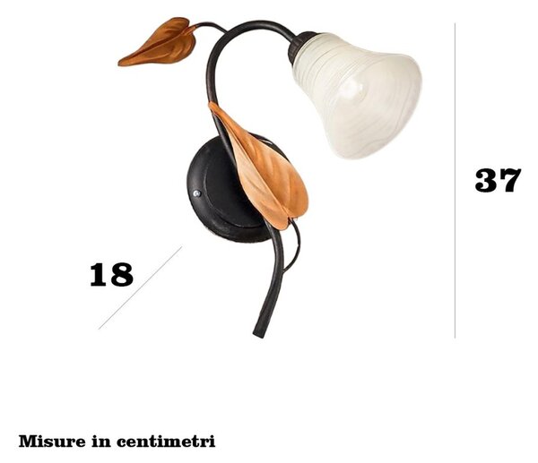 Applique classico due p illuminazione tosca ap1 e14 led metallo brunito vetro bianco - Due P Illuminazione