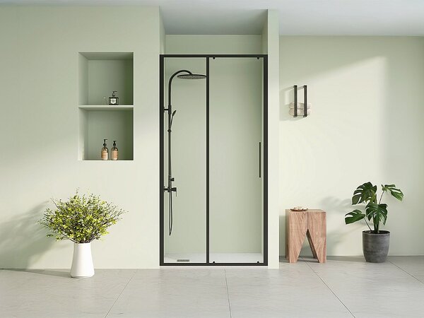 Porta per doccia scorrevole nero opaco stile industriale 100 x 195 cm - TORONI
