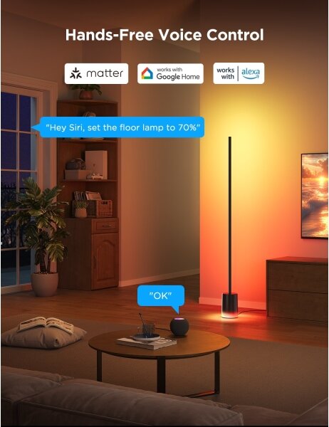 Govee - Lampada LED da terra Smart MATTER LED RGBICWW Wi-Fi + +TC