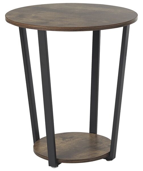 Tavolino ausiliario rotondo in MDF scuro con gambe in metallo nero industriali 50 cm Orick Beliani