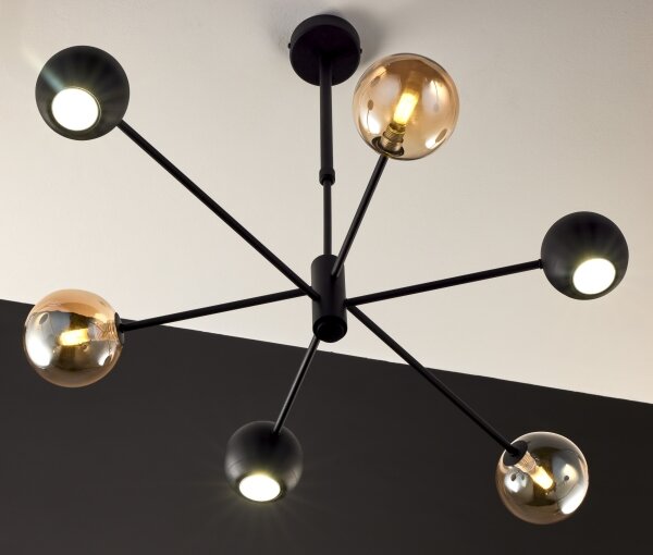 Jupiter 1993 - Lampadario a sospensione con supporto rigido MOKA 3xGU10/10W/230V + 3xG9/10W/230V nero/beige