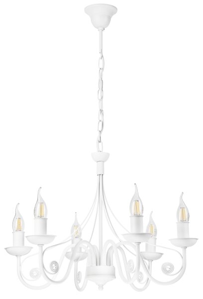 Lampadario a sospensione con catena DONATO 6xE14/40W/230V bianco