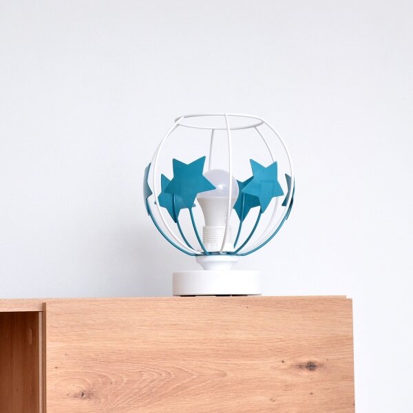 Lampada da tavolo per bambini STARS 1xE27/15W/230V turchese/bianco