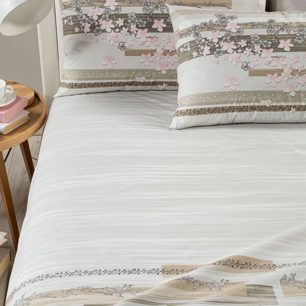 Completo Lenzuola In Cotone Calaluna Matrimoniale Caleffi Shabby Chic Tortora Caleffi