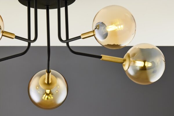 Jupiter 2038 - Lampadario a sospensione con supporto rigido BURANO 5xG9/10W/230V nero/oro/beige