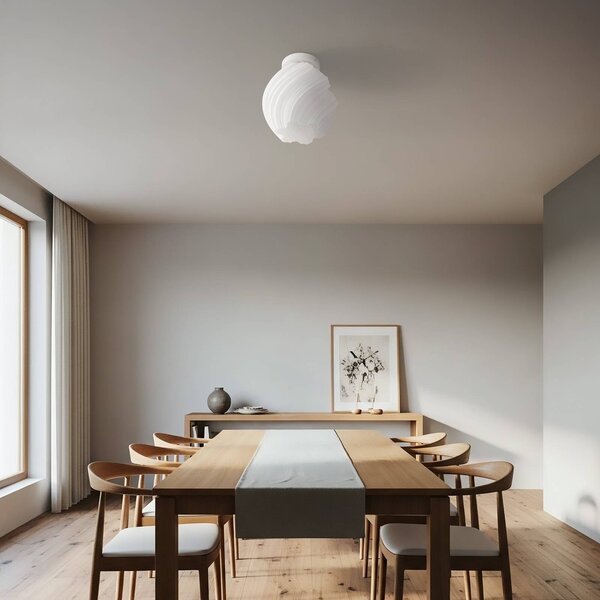 Plafoniera soffitto Nuvia Lindby, dimmerabile, Bianco / Opale, Soggiorno / Sala da pranzo, Moderno, Plafoniera