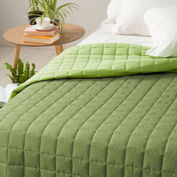 Copriletto Trapuntato In Microfibra Modern Matrimoniale Modern Tinta Unita Verde Caleffi