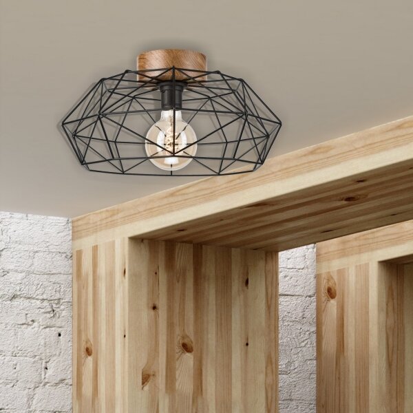 Brilagi - Plafoniera WOODY BASKET 1xE27/60W/230V rovere