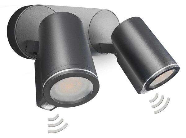 STEINEL Faretto LED esterno Spot Duo S, Nero, Alluminio, Moderno, Lampada LED da esterni
