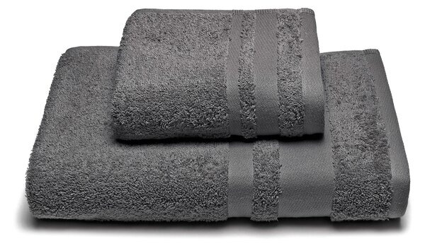 Asciugamano Con Ospite In Cotone Soft Standard Spugnissima Tinta Unita Antracite Caleffi