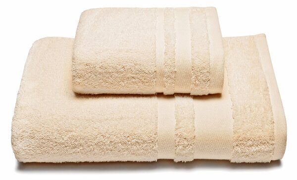 Asciugamano Con Ospite In Cotone Soft Standard Spugnissima Tinta Unita Crema Caleffi