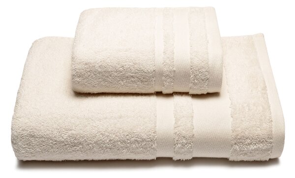 Asciugamano Con Ospite In Cotone Soft Standard Spugnissima Tinta Unita Avorio Caleffi