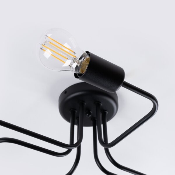 Sollux SL.1447 - Lampadario a plafone VECTOR 6xE27/15W/230V nero