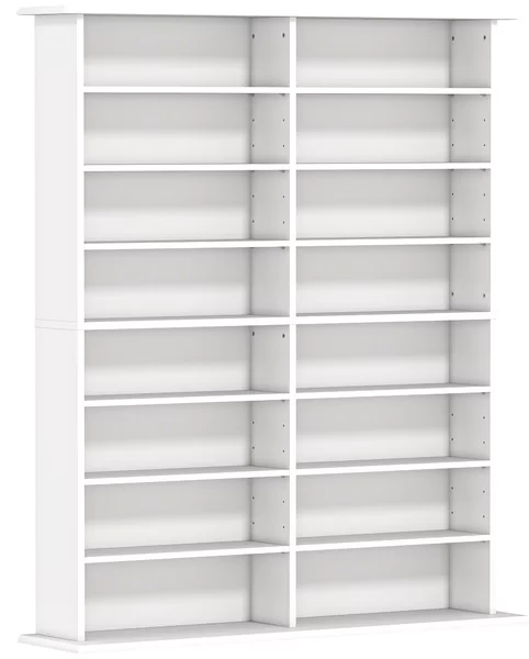 Mobile Libreria Porta CD 106,5x24x126,3 cm a 16 Ripiani Design Moderno in Legno Bianco
