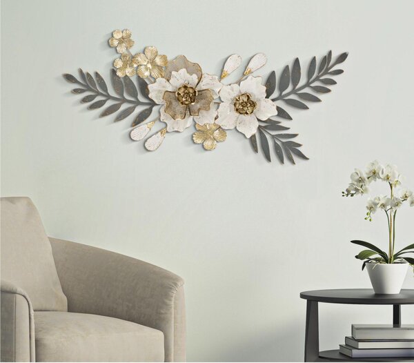 Pannello decorativo 3D da parete in metallo composto da fiori e foglie Dimensioni 90.2x7,6x h 41,9 cm peso 1080 kg vari colori