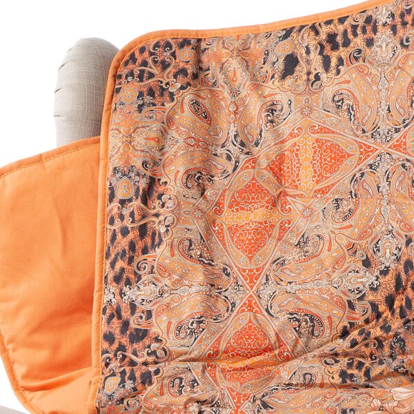 Plaid Scaldotto In Cotone Pantherè CM. 130X170 Caleffi Precious Arancio Caleffi
