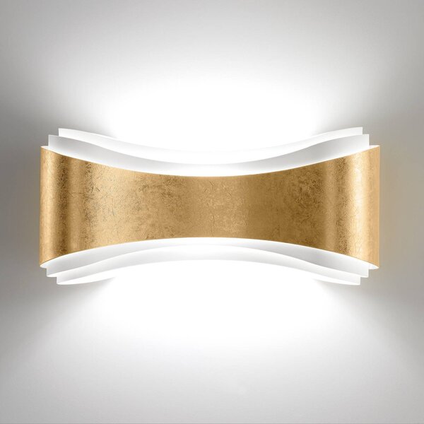 Selène Applique LED Ionica di acciaio con oro in foglia