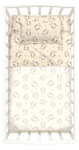 Completo Lenzuola In Cotone Orsacchiotti Baby Caleffi Kids Ragazzo Naturale Caleffi