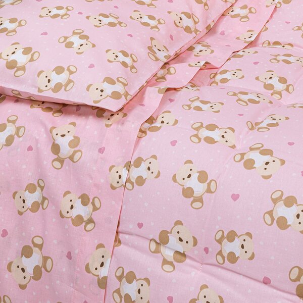 Completo Lenzuola In Cotone Orsacchiotti Baby Caleffi Kids Ragazzo Rosa Caleffi